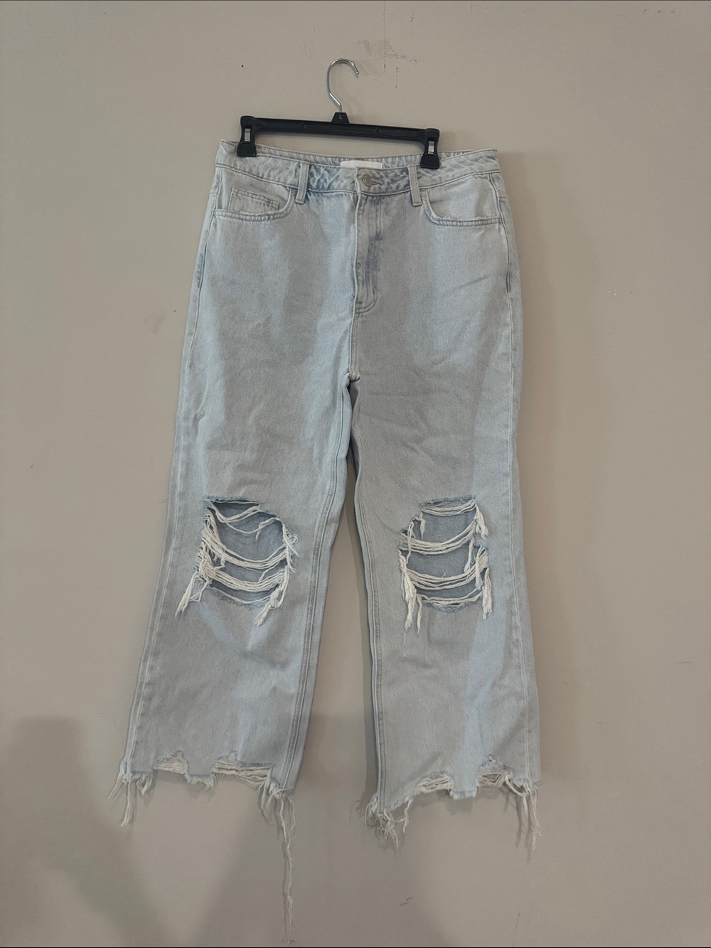 VERVET BY FLYING MONKEY Light Blue Distressed Wide Leg Jeans